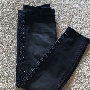 Express Black Straight Leg Lace-up Jeans